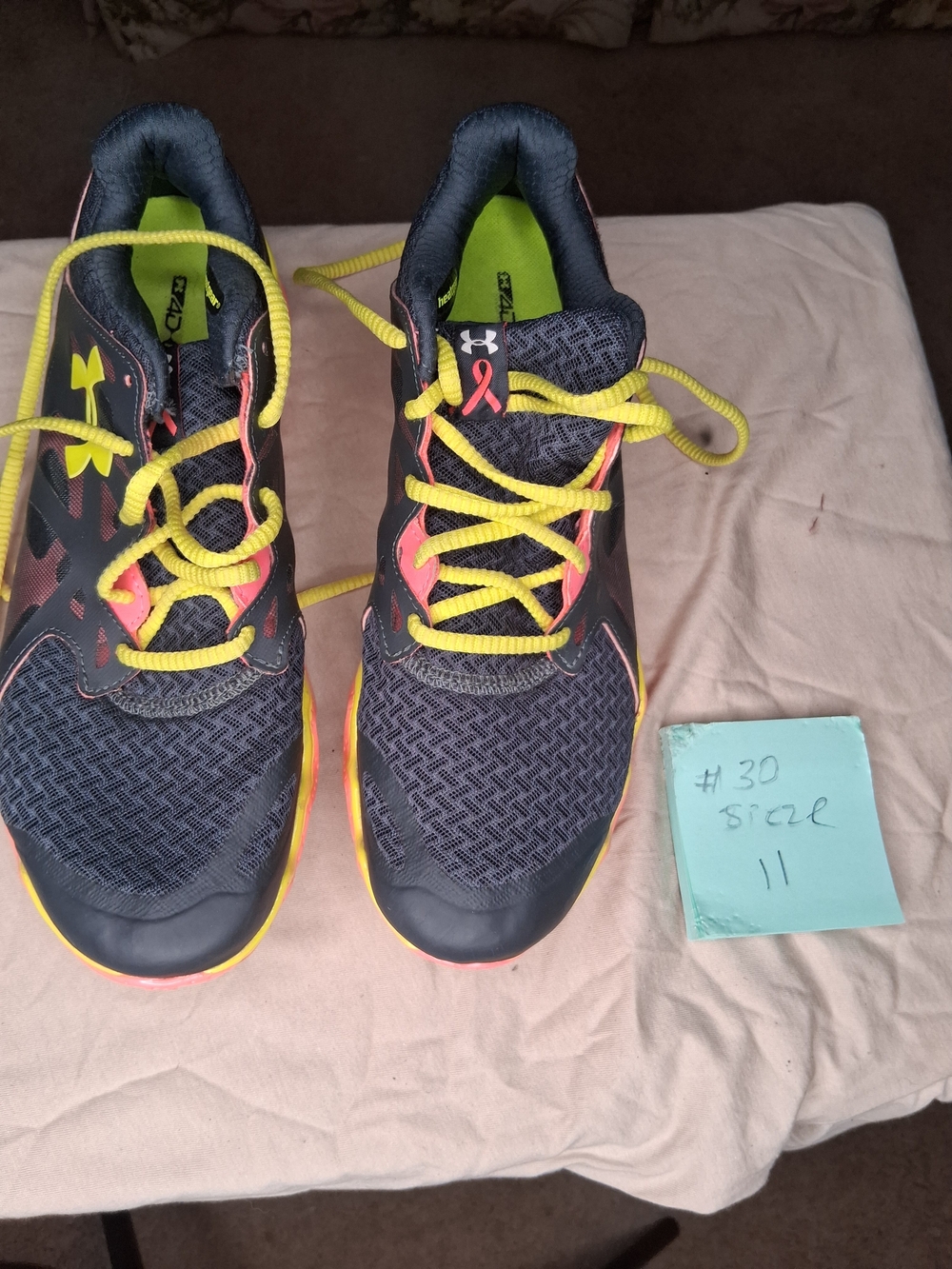 Under Armour Women's Running Shoes in Black with Neon Yellow & Pink Accents